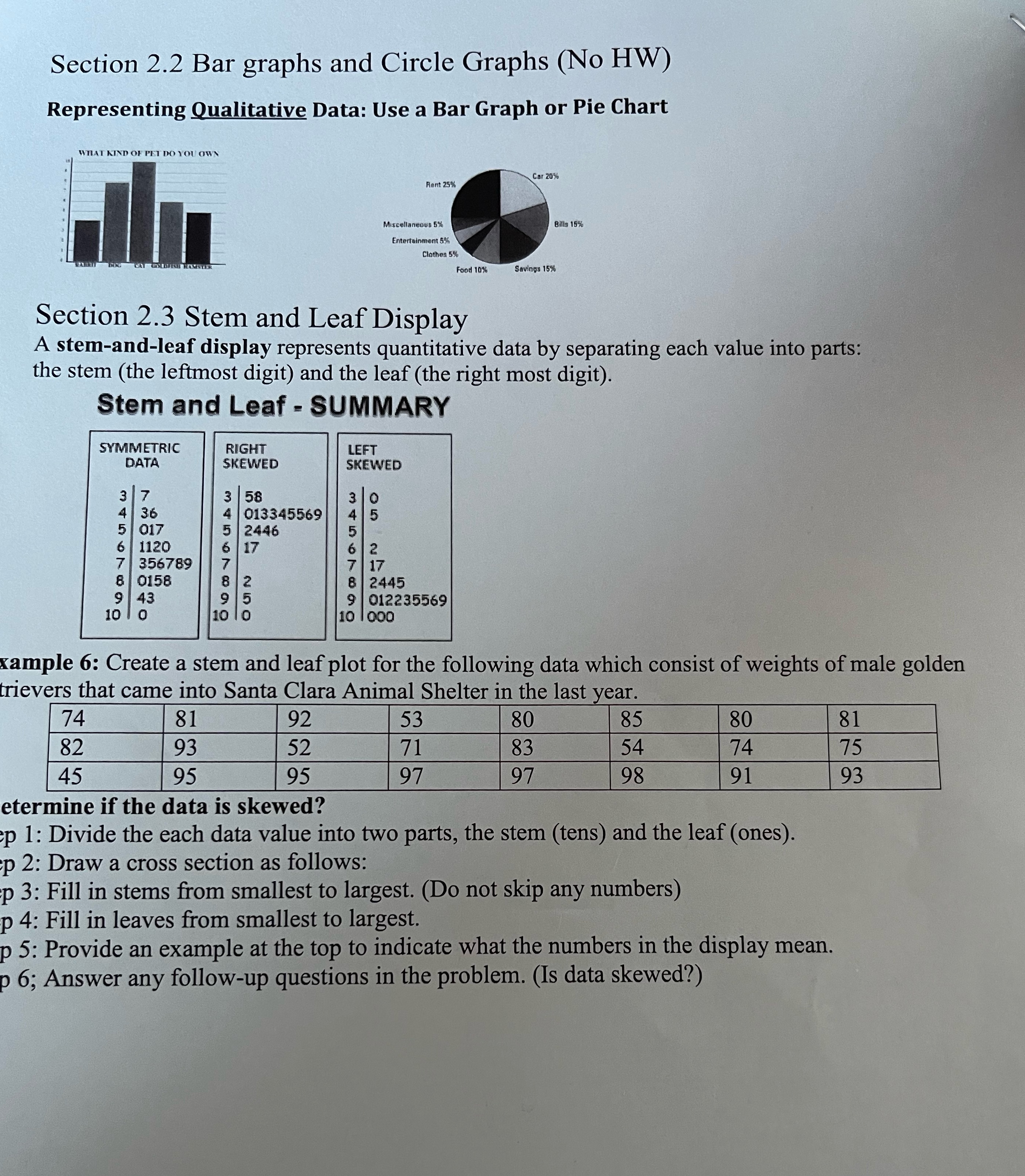 Data: Use a Bar Graph or Pie Chart WHAT KIND OF PET