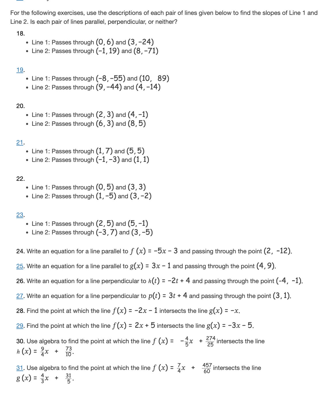 2x + 4 14. h(x) = 3x- 5 E. k(x) = -5x+1