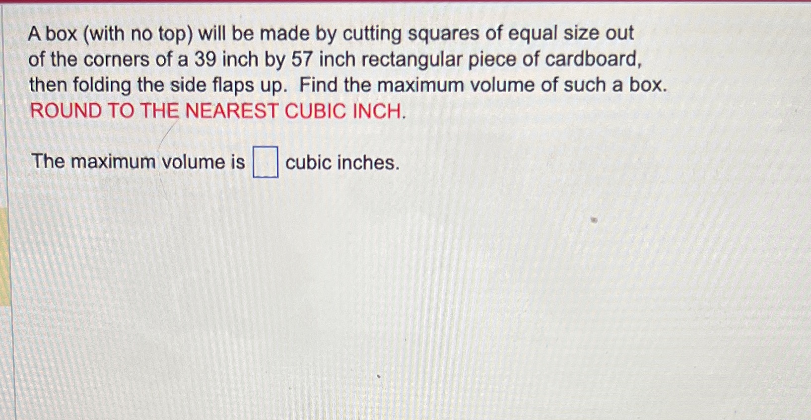 A box (with no top) will be made by cutting squares