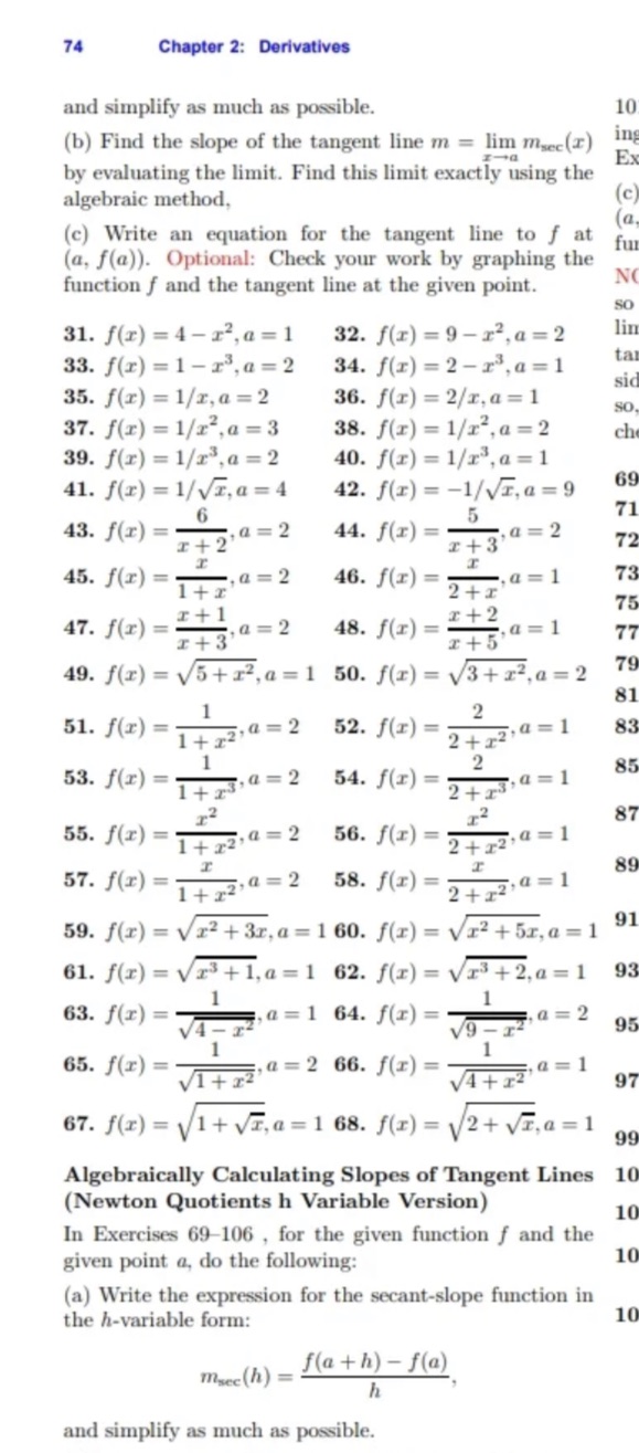 Only #50 74 Chapter 2: Derivatives and simplify as much as