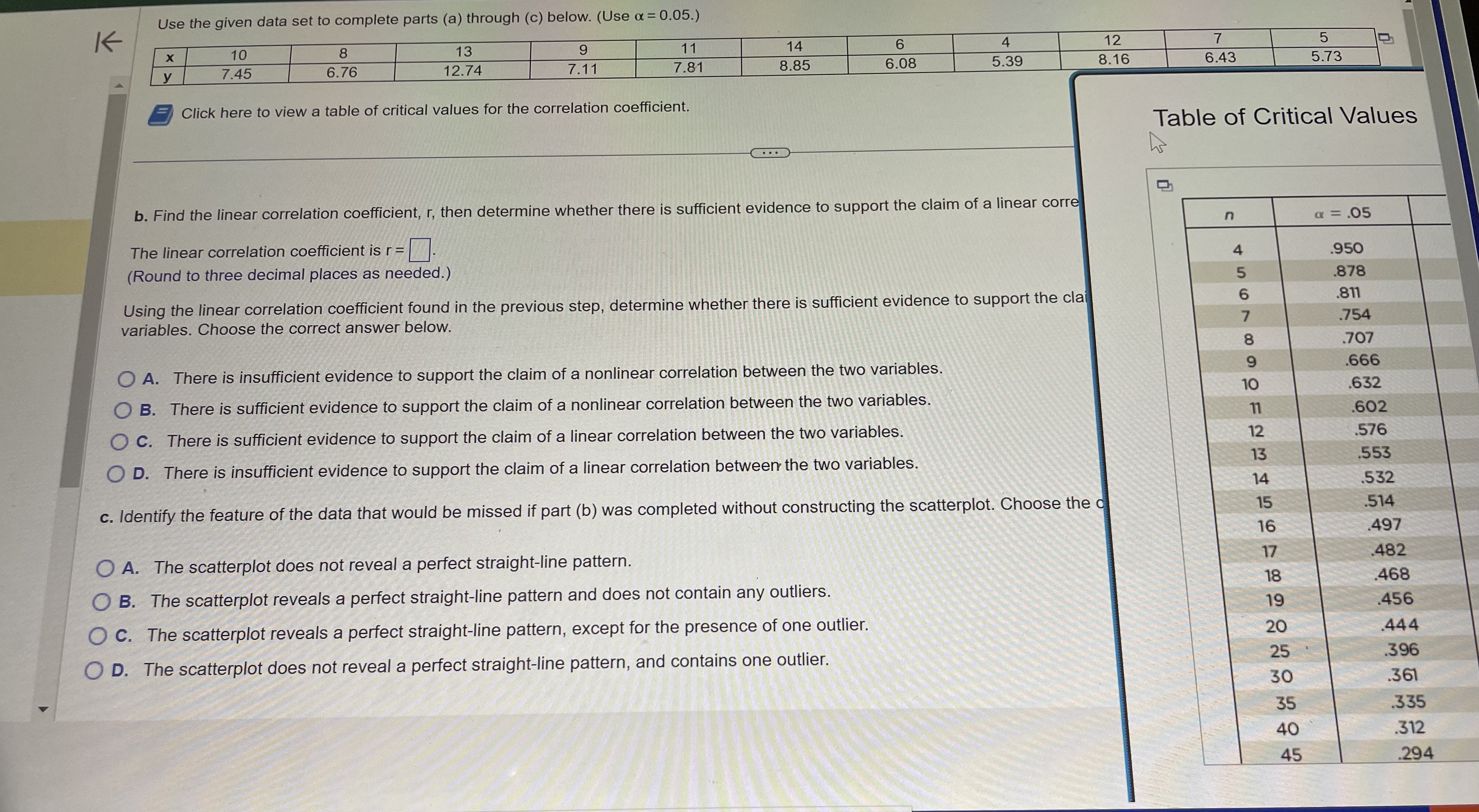  Use the given data set to complete parts (a) through (c)