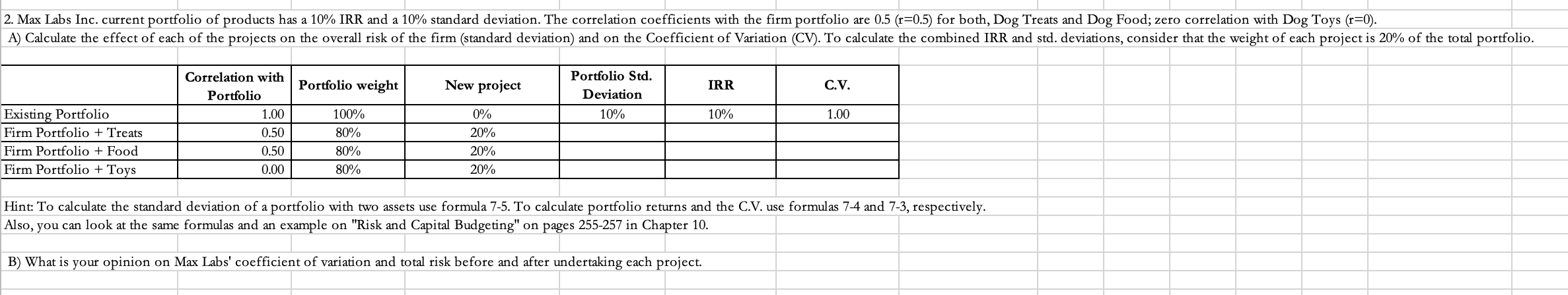 Inc. current portfolio of products has a 10% IRR and a 10%