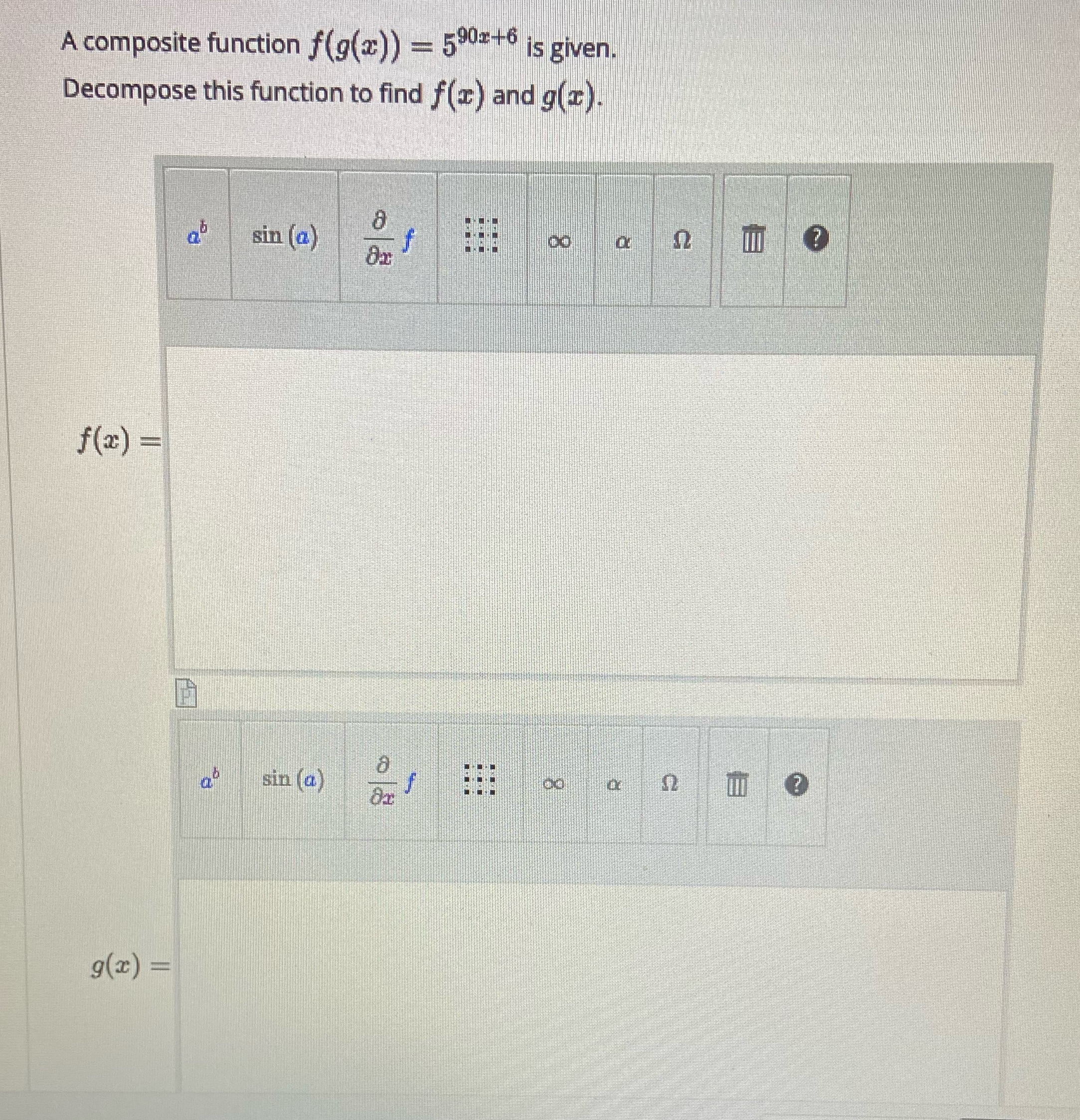 function to find f(r) and g(=) sin (a) f(z) sin (a) g(x)