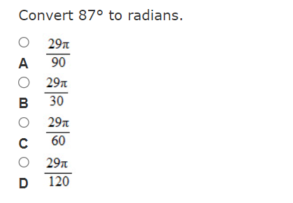 over 3 straight pi space radians O D fraction numerator 6 straight
