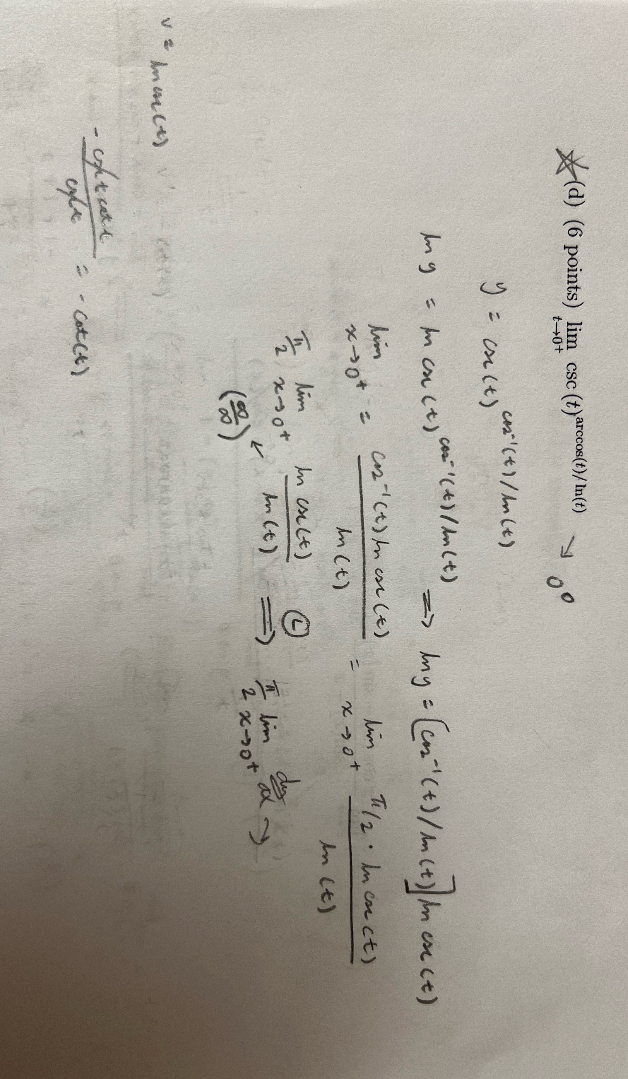 into an indeterminate fraction form and then using logarithmic through the end