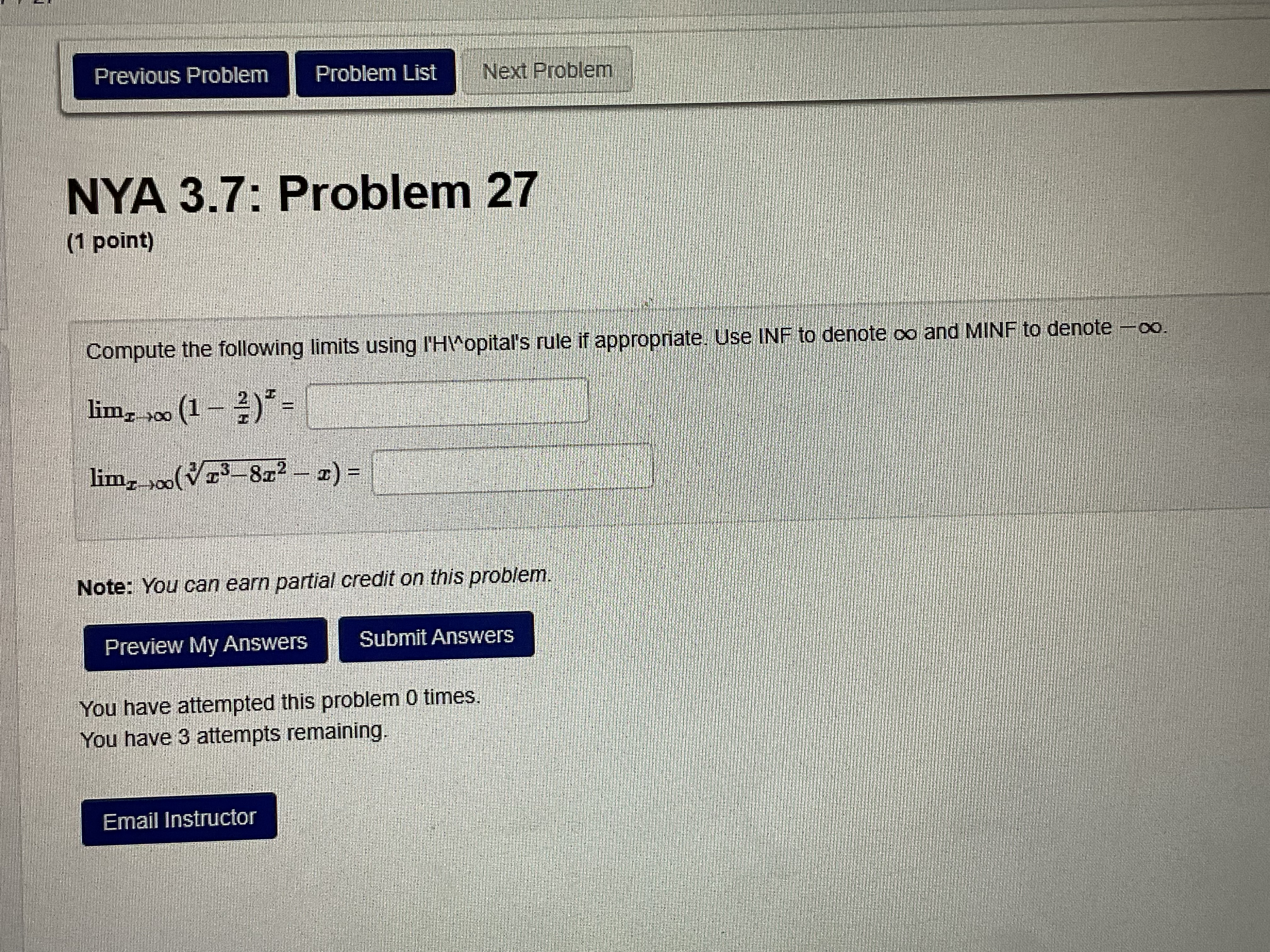219 y = x/((3(x*2+9)"(7/6))(X^2+8)^(5/6)) Show: - CorrectAnswers Preview My Answers Check Answers