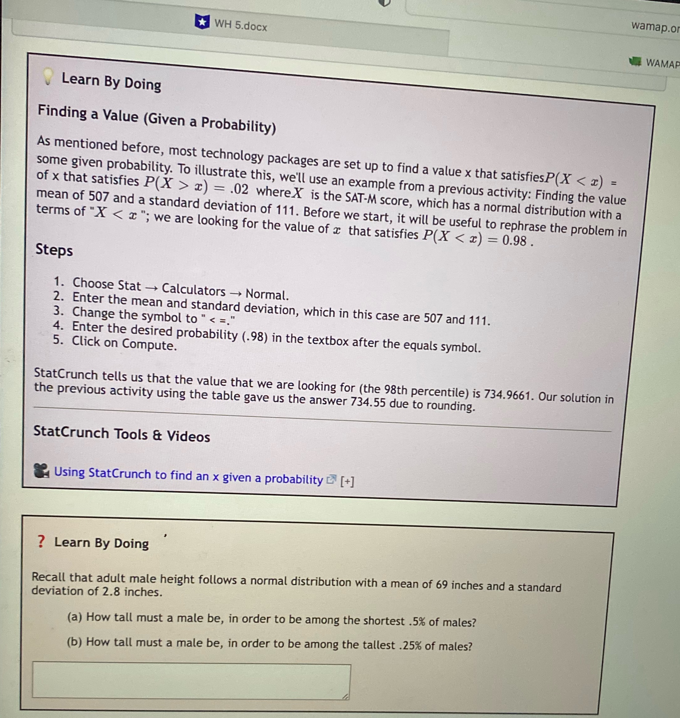  wamap.o WH 5.docx WAMAP Learn By Doing Finding a Value (Given