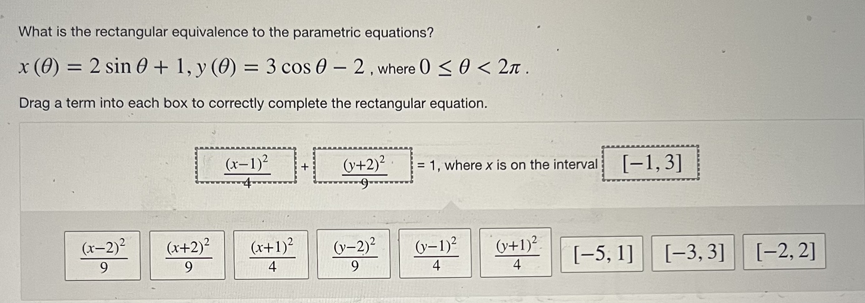 What is the rectangular equivalence to the parametric equations? x (0)