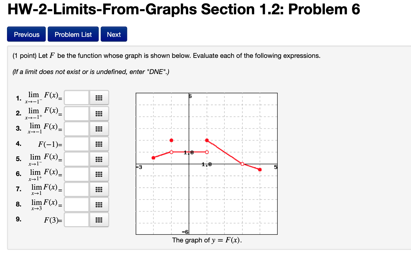  HW-2-Limits-From-Graphs Section 1.2: Problem 6 Previous Problem List Next (1 point)