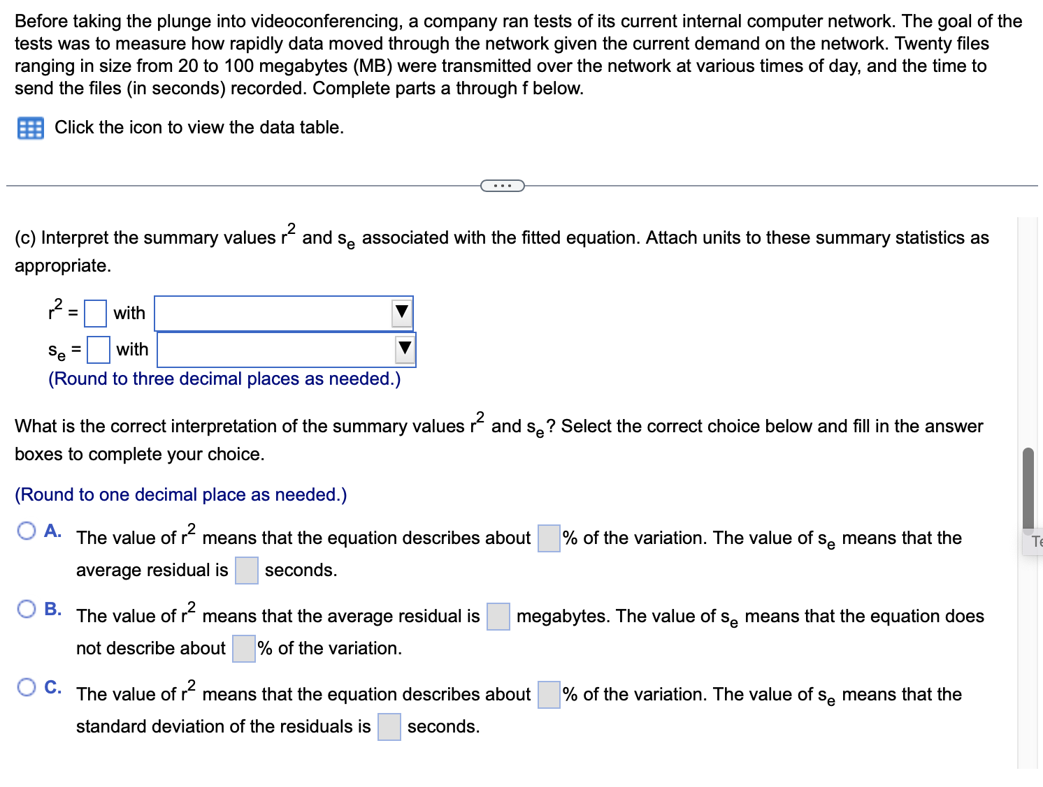 megabytes (MB) were transmitted over the network at various times of day,