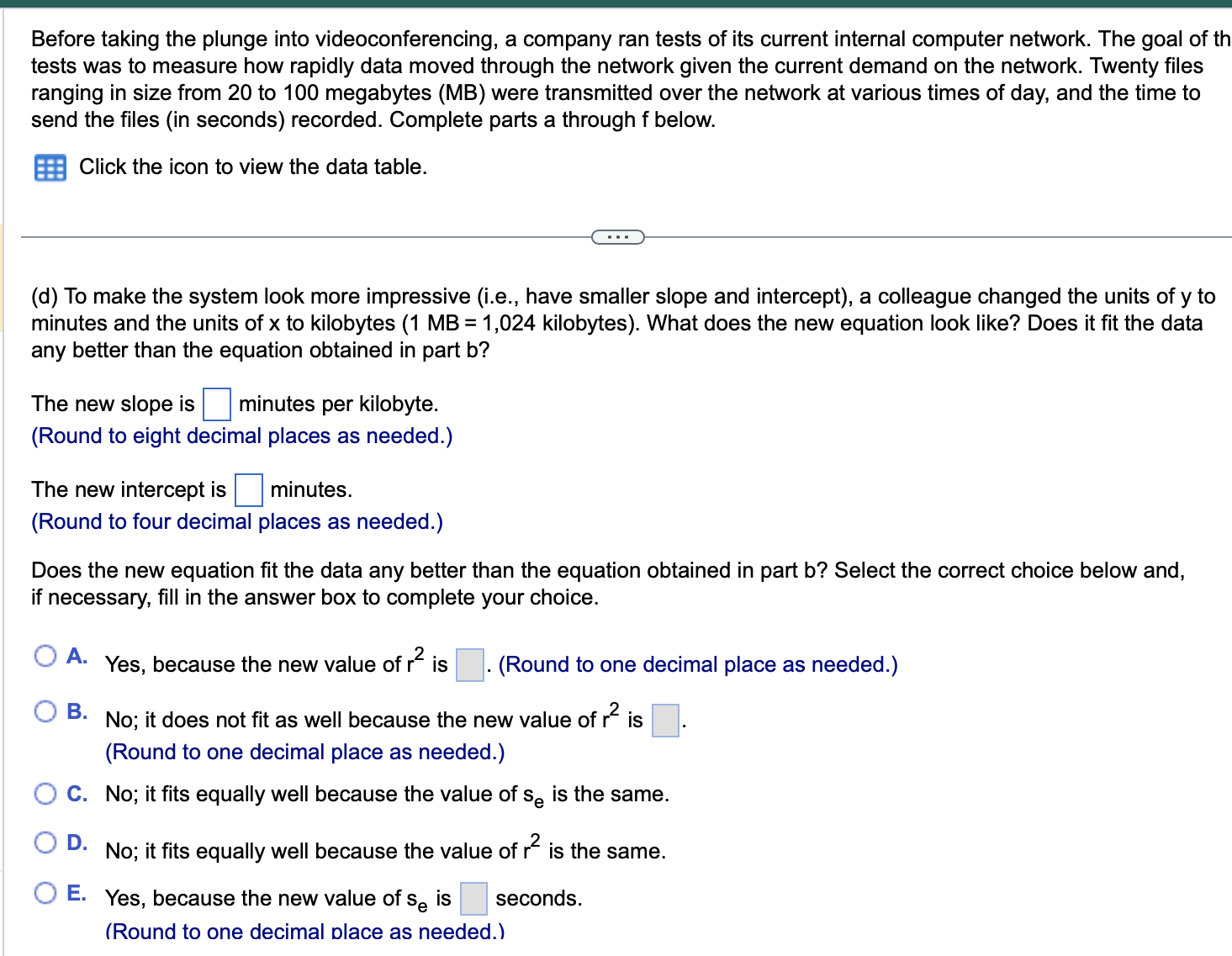 and the time to send the files (in seconds) recorded. Complete parts