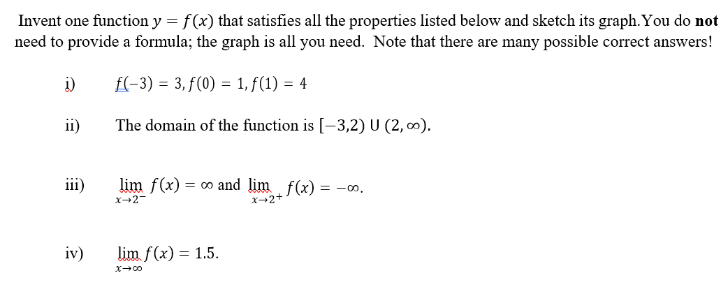 properties listed below and sketch its graph.You do not need to provide