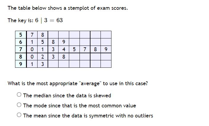 scores. The key is: 6 3 = 63 5 3 5 7