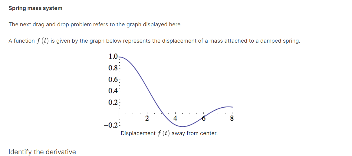  Spring mass system The next drag and drop problem refers to