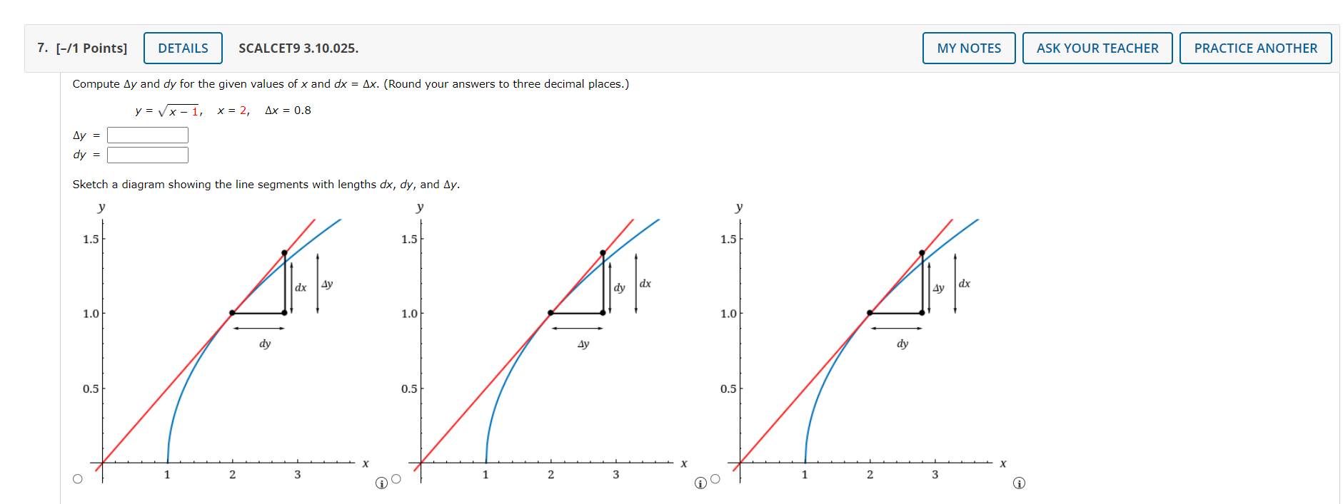3.10.021. MY NOTES ASK YOUR TEACHER PRACTICE ANOTHER (a) Find the differential