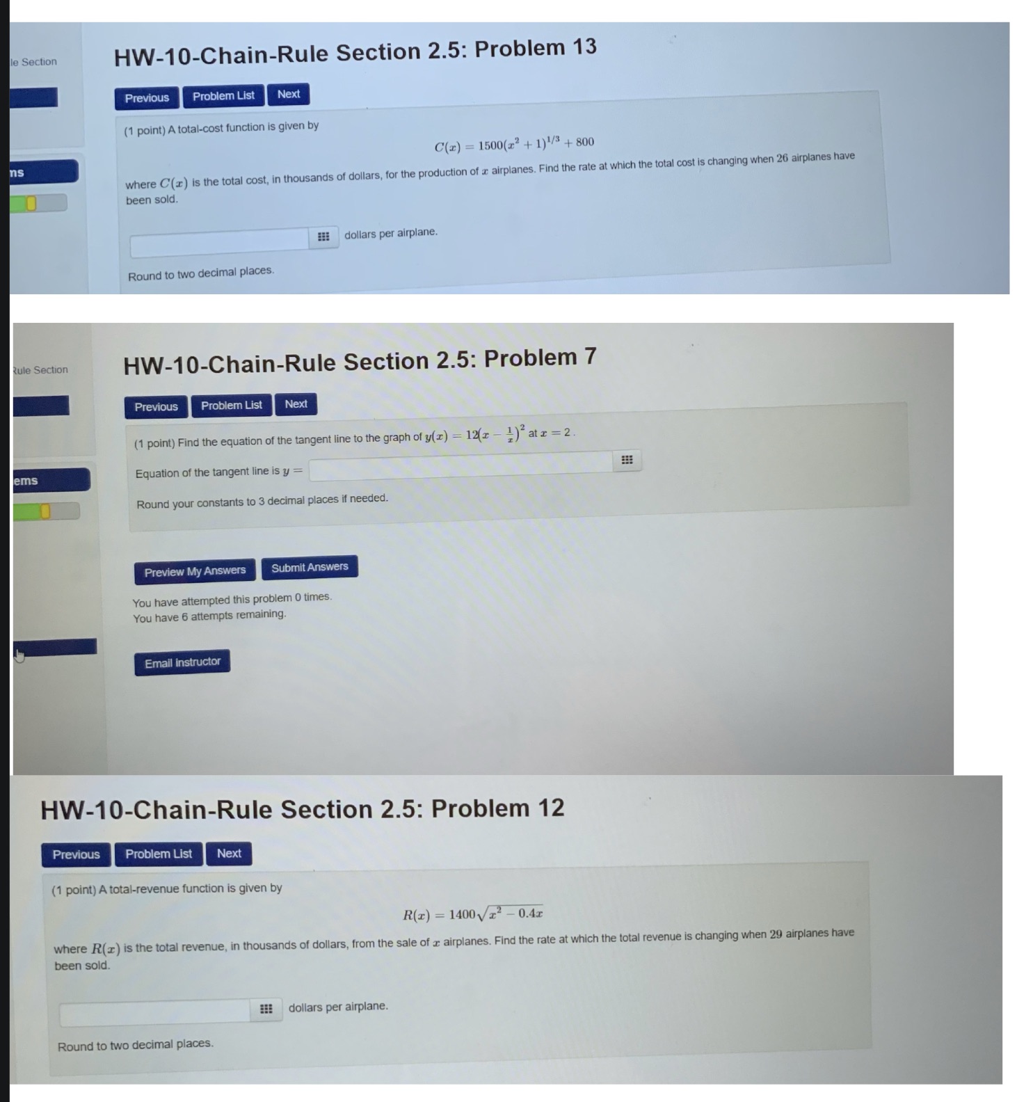  Please help. le Section HW-10-Chain-Rule Section 2.5: Problem 13 Previous Problem
