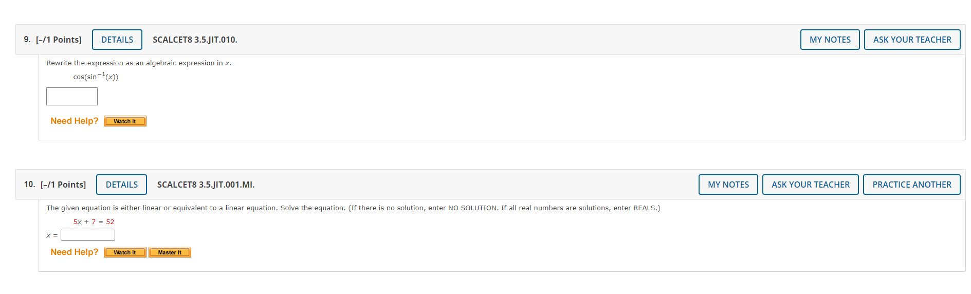 Points] DETAILS SCALCET8 3.5.503.XP.MI.SA. MY NOTES ASK YOUR TEACHER PRACTICE ANOTHER This
