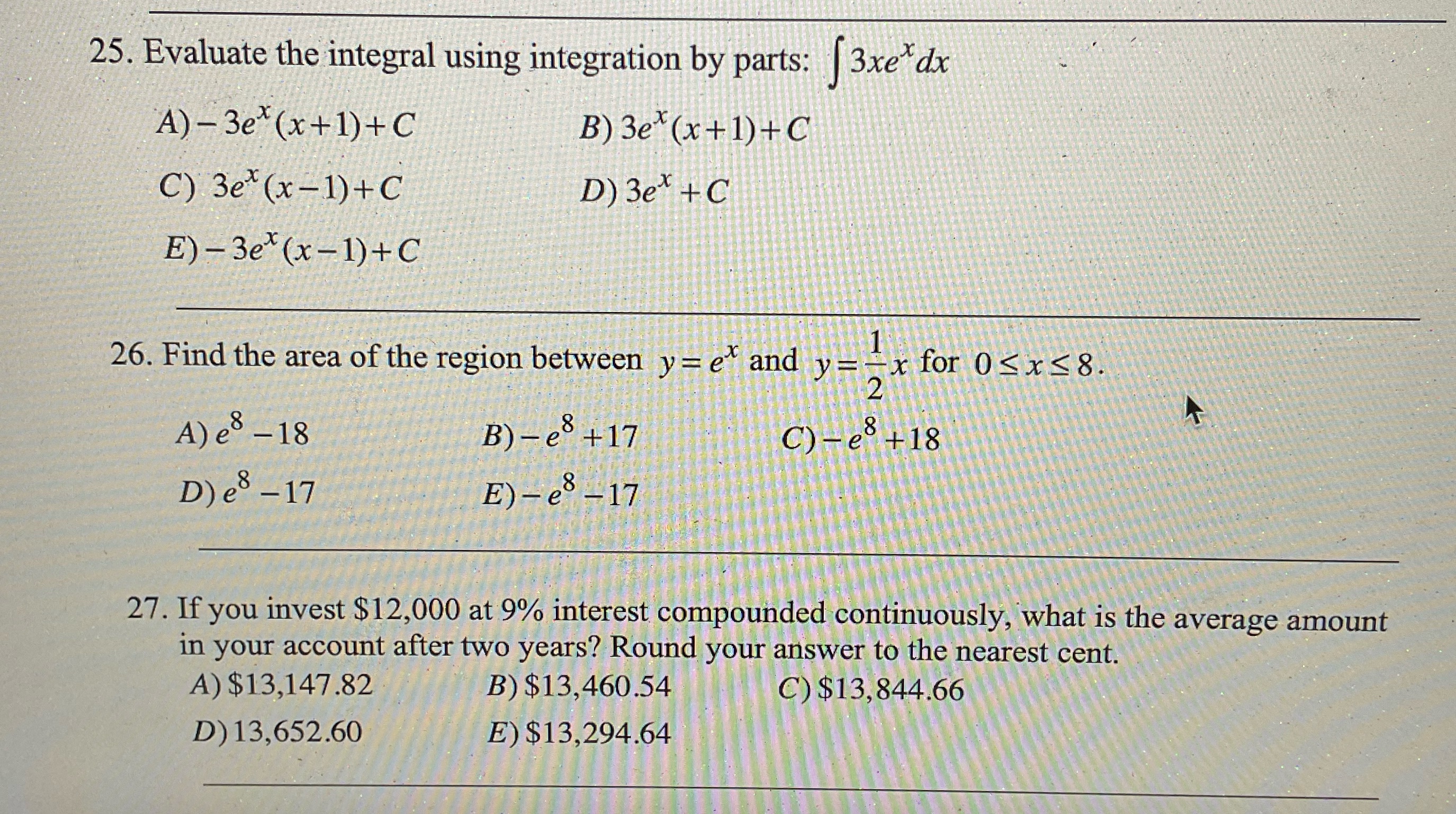  Please help 25. Evaluate the integral using integration by parts: 3xedx