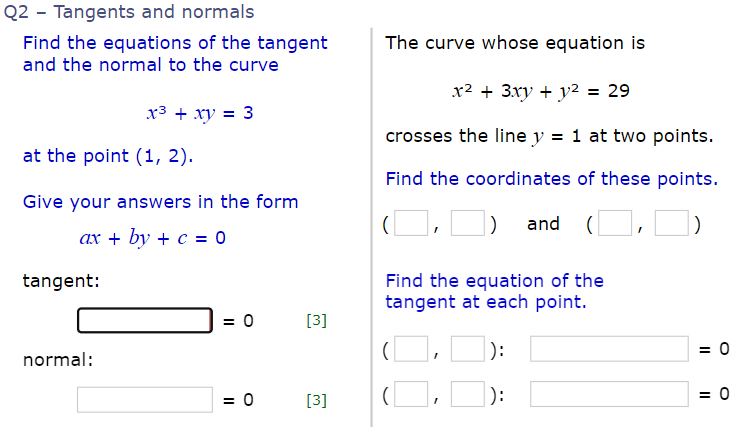 the tangent and the normal to the curve 3:3 + Ag: =