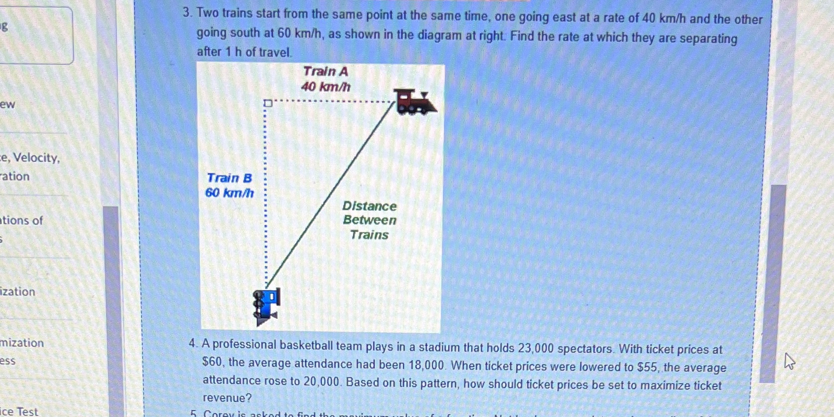 time, one going east at a rate of 40 km/h and the