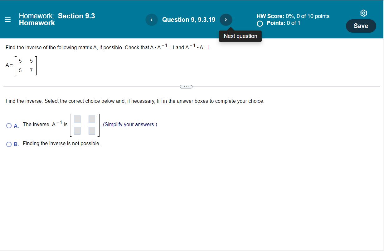 In B , where B = To find the multiplicative inverse of