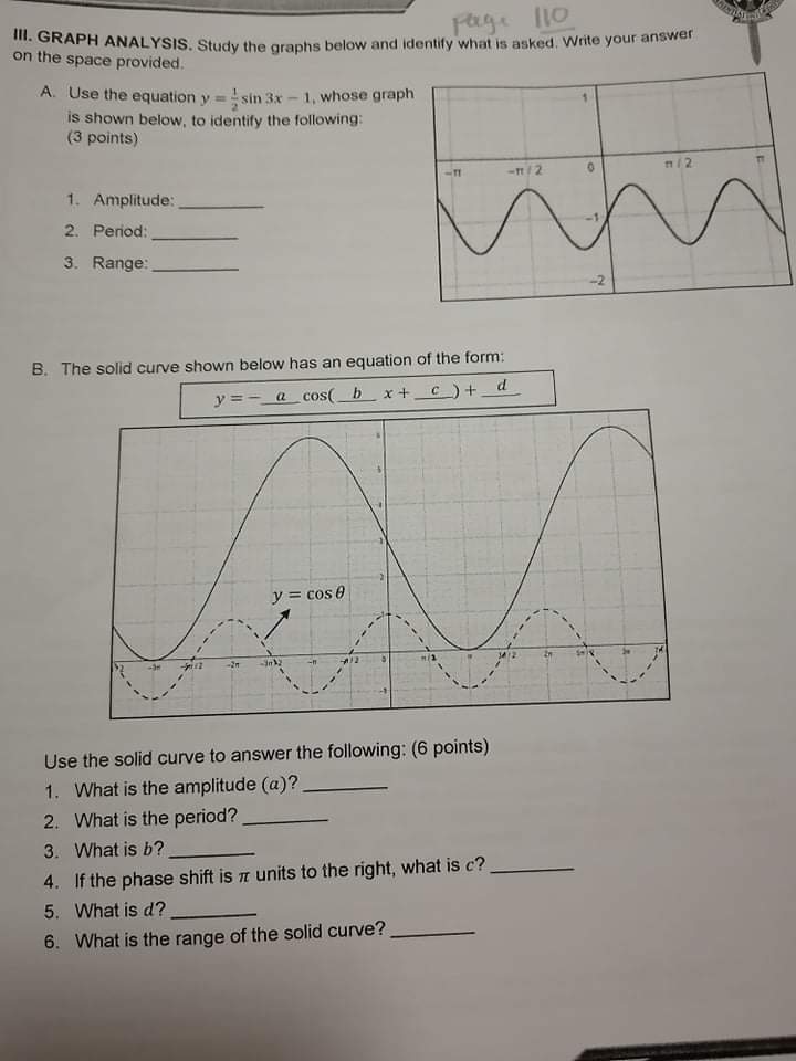 page 110 Ill. GRAPH ANALYSIS. Study the graphs below and identify