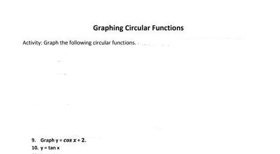  Graphing Circular Functions Activity: Graph the following circular functions. . 9.