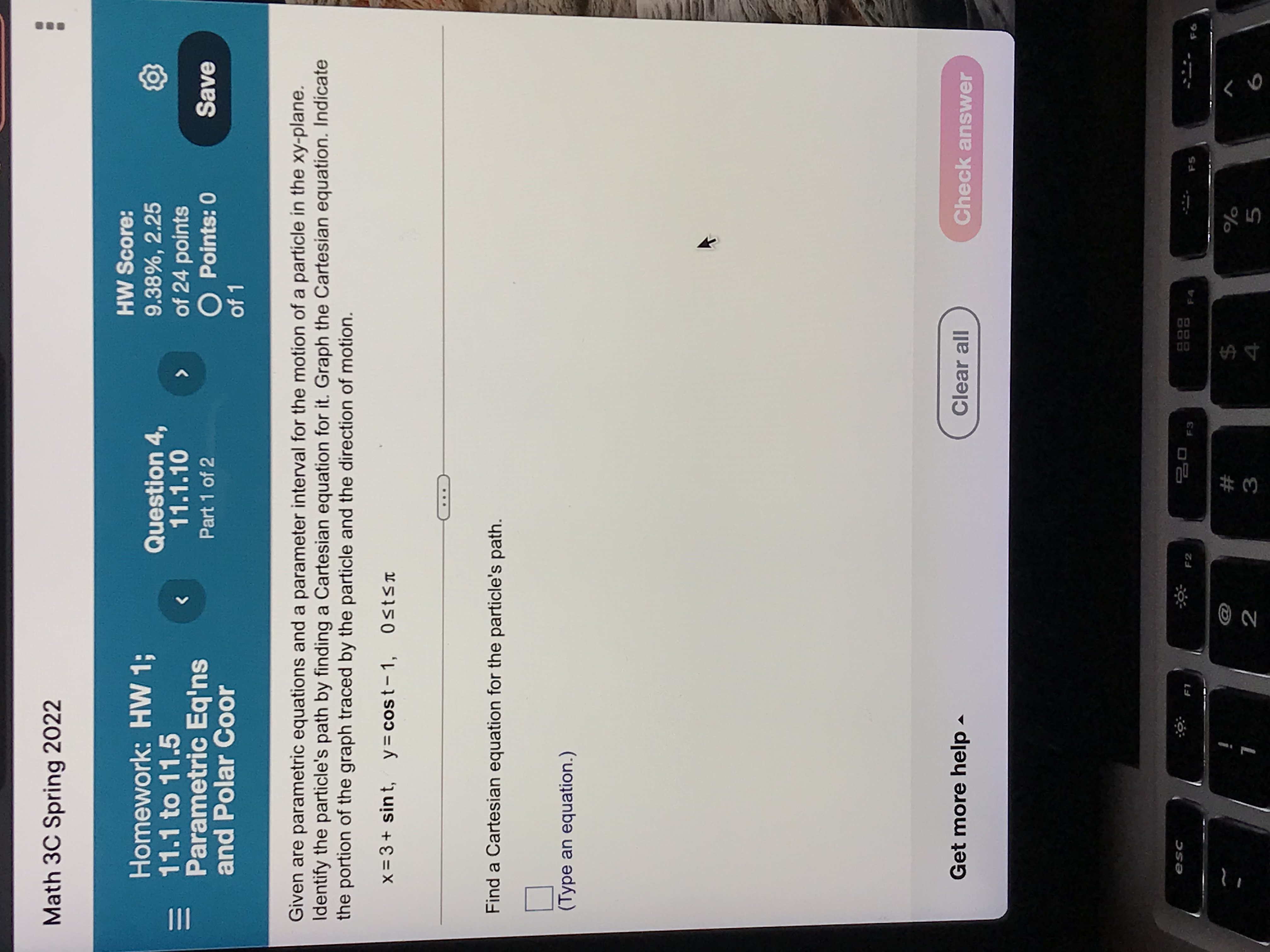 of a particle in the xy-plane. Identify the particle's path by finding
