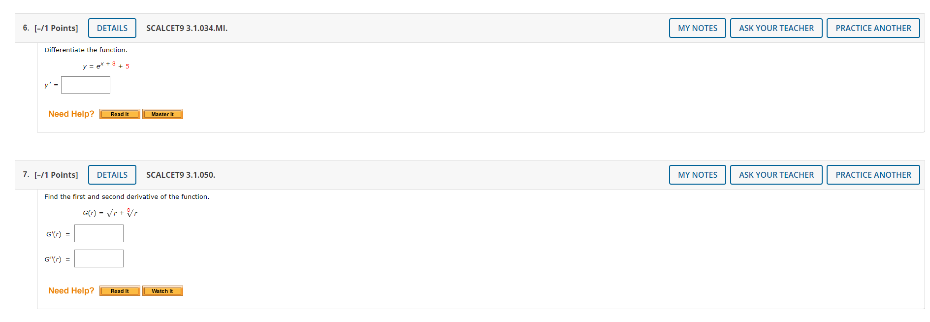  3.1 Homework - Polynomials, Exponential Functions (Homework) 6. [-/1 Points] DETAILS