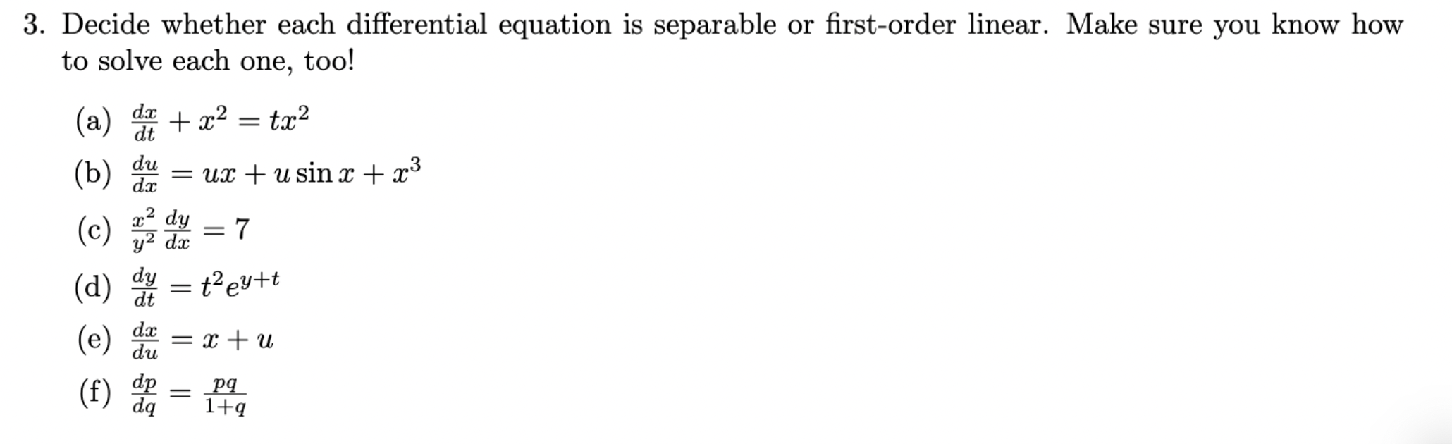 Make sure you know how to solve each one, too! (a) at
