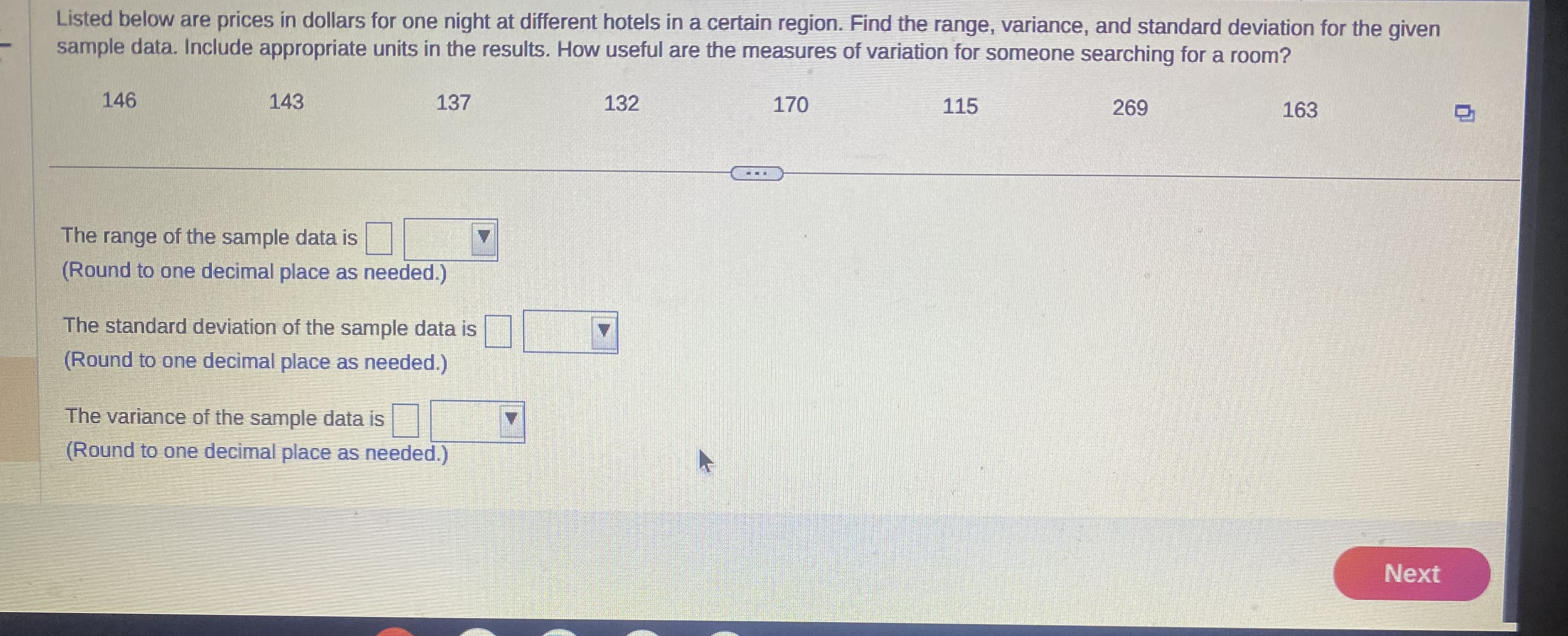 numbers data and statistics. The midrange is years. (Type an integer or