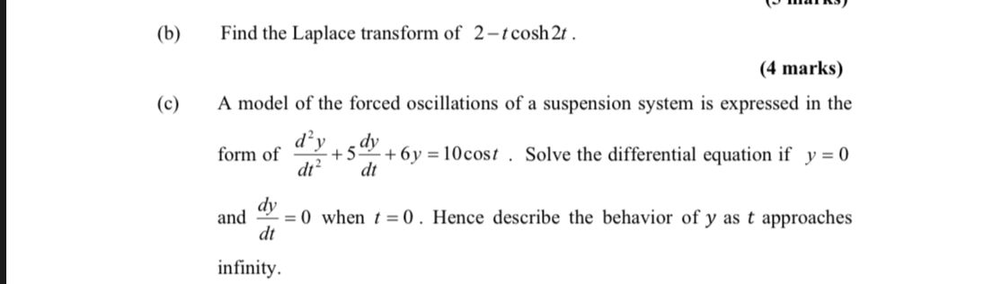  For question b use the laplace table (b ) Find the