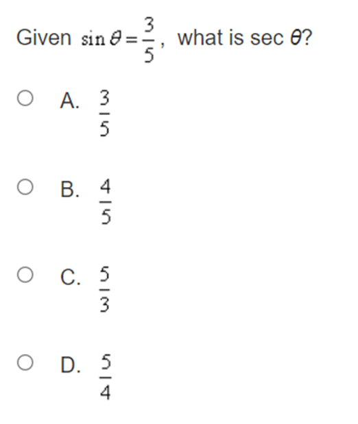 of x in the triangle shown. 0 A.3 O 8.5 O 0.6