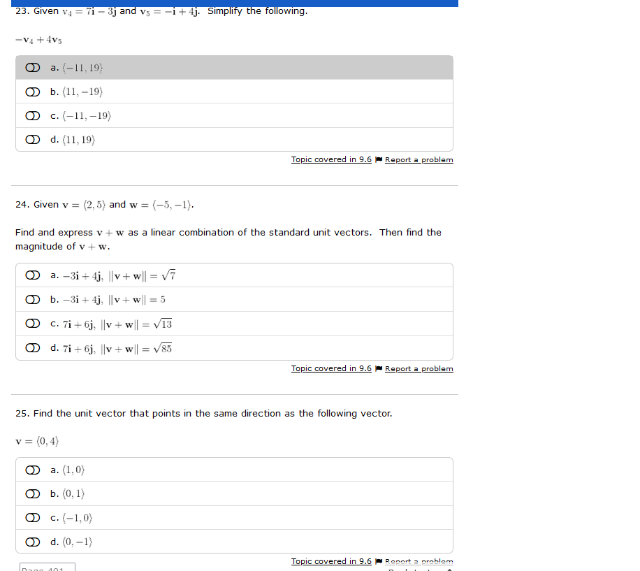 + 4j. Simplify the following. -VA + 4V5 D a. (-11, 19)