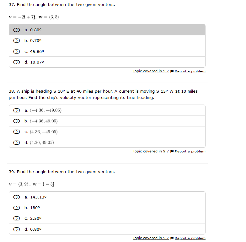 = vi D b. -3i + 4j, llv + wil = 5