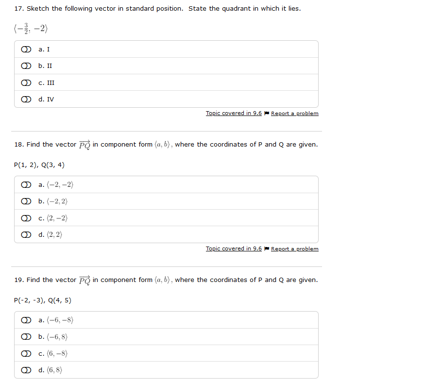 v1 = (1, -1) , v2 = (-3,2) , and v: =