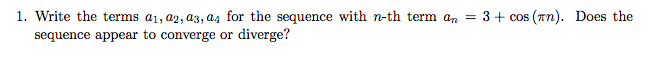 terms a1, 02, as, ay for the sequence with n-th term an