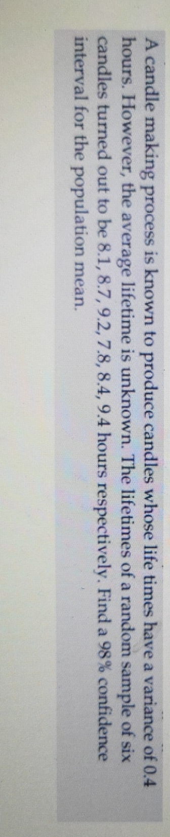  step by step please A candle making process is known to