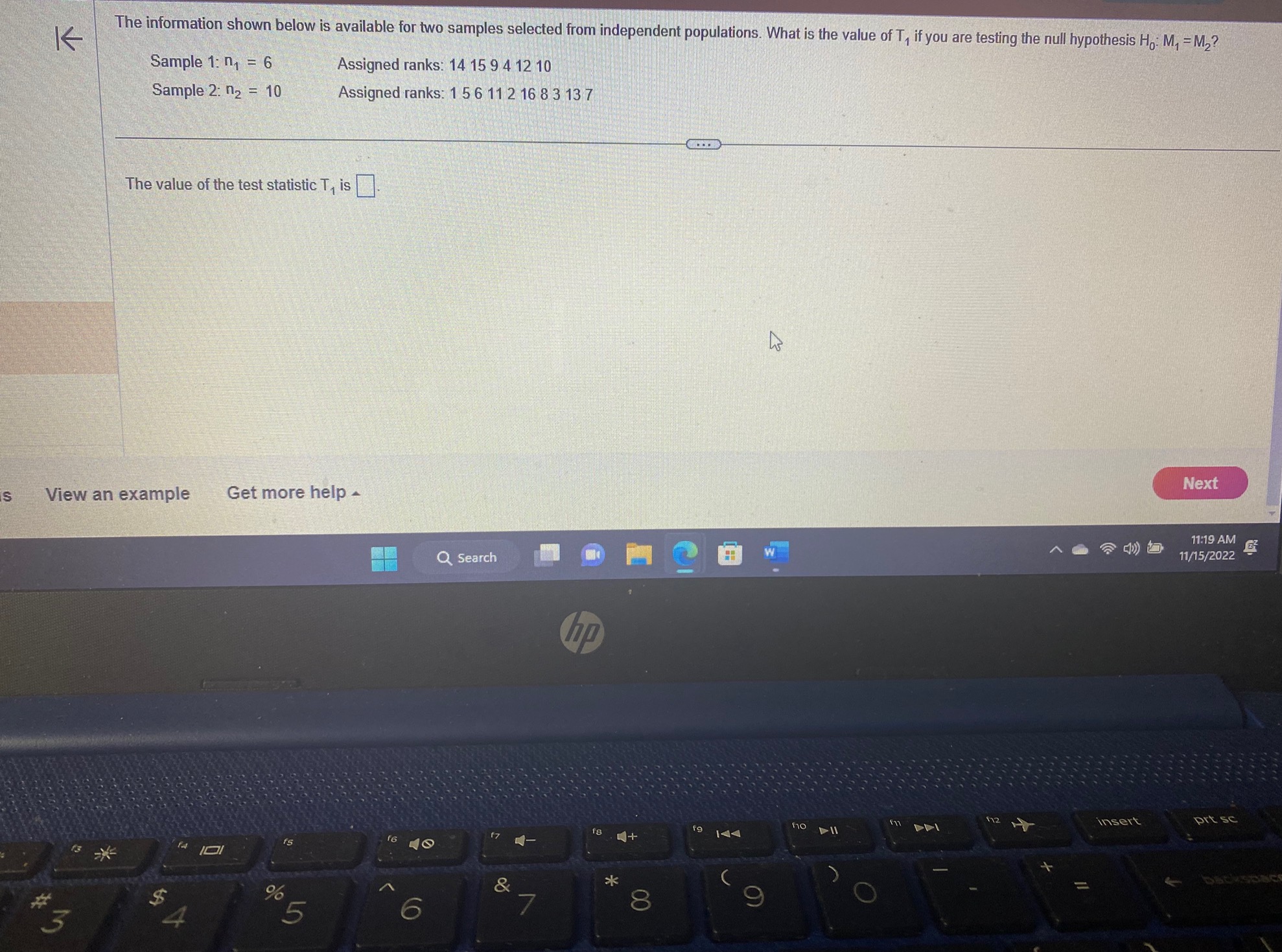  16 The information shown below is available for two samples selected