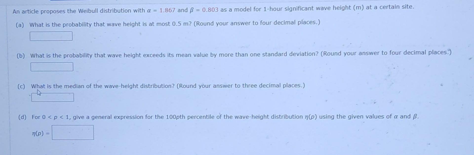 B = 0.803 as a model for 1-hour significant wave height (m)