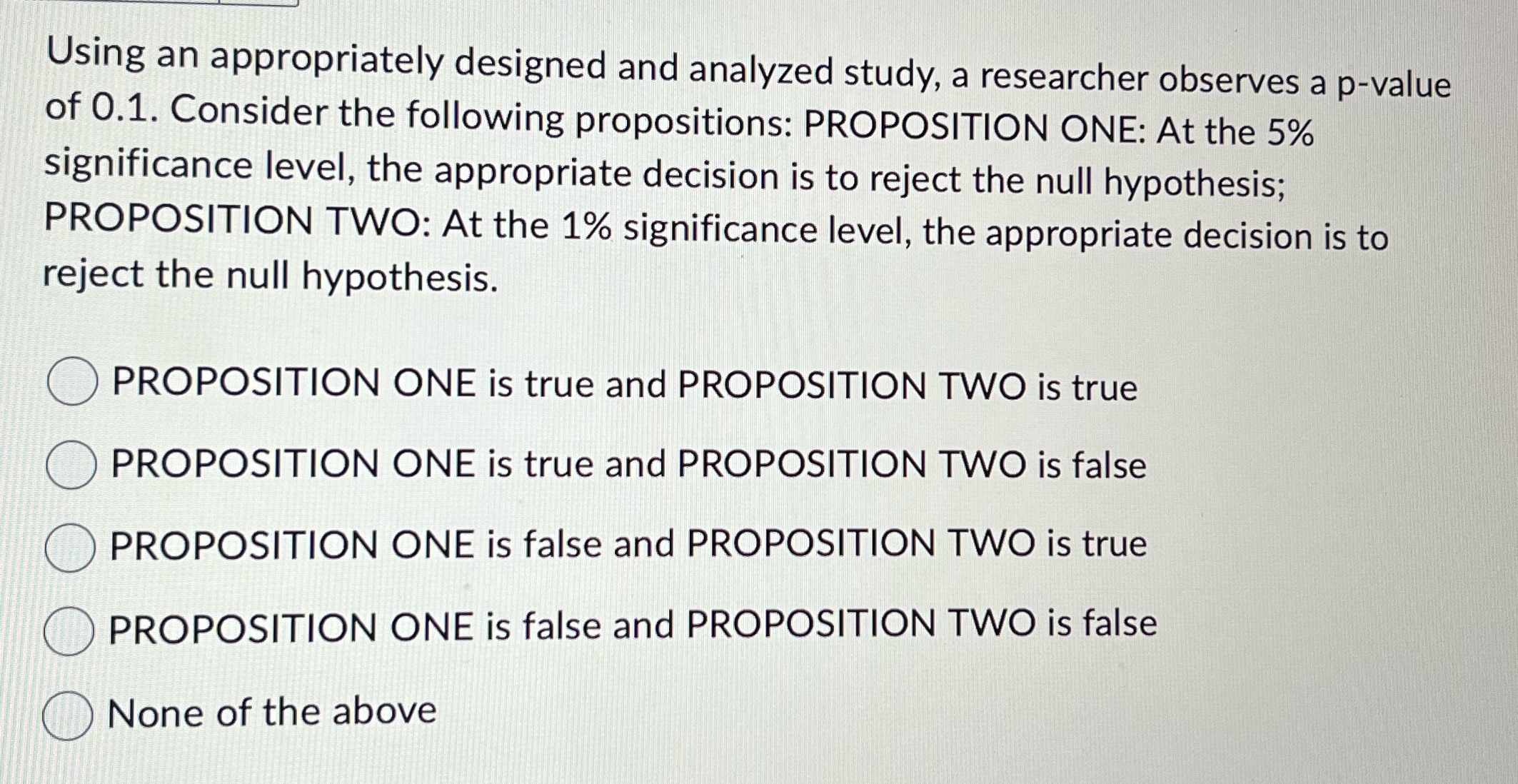 Using an appropriately designed and analyzed study, a researcher observes a