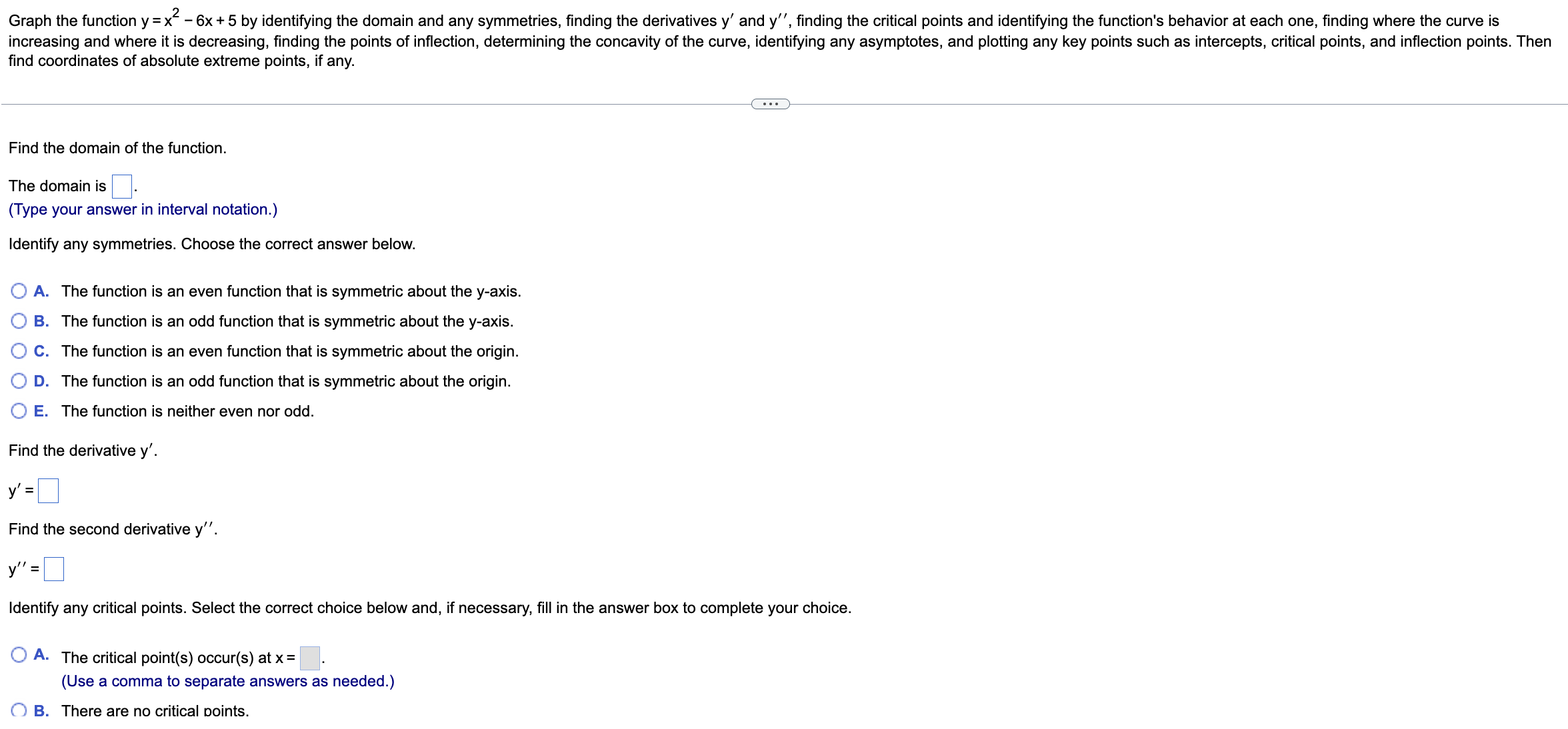  Graph the function y =x2 6x + 5 by identifying the