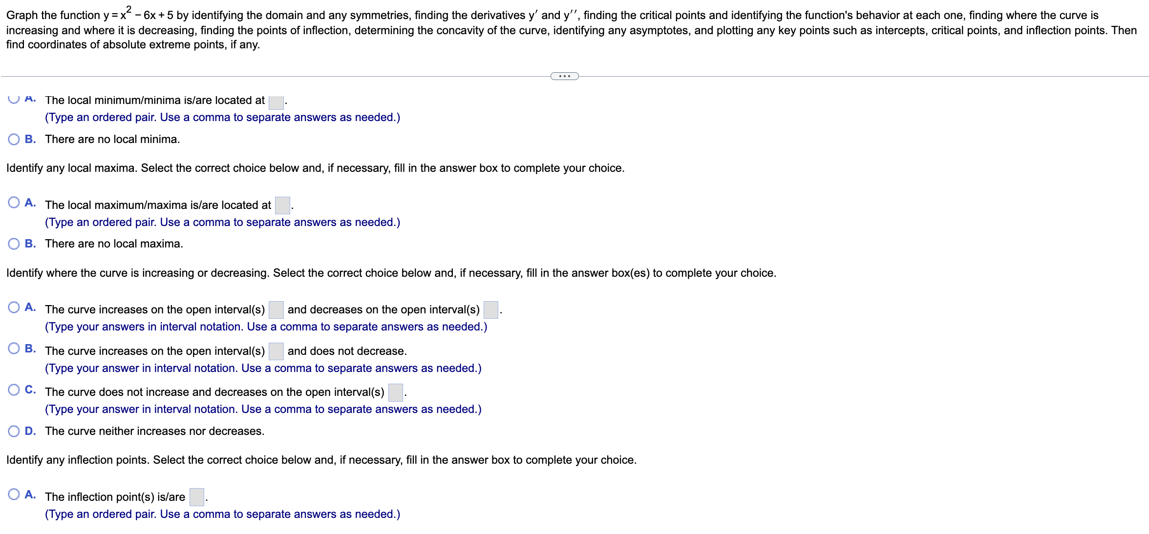 domain and any symmetries, nding the derivatives y' and y\Graph the function