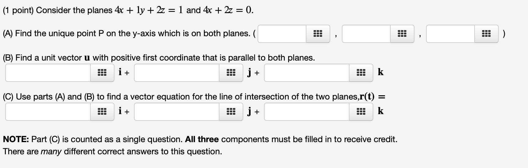 1 and lbc + 22 = 0. (A) Find the unique point