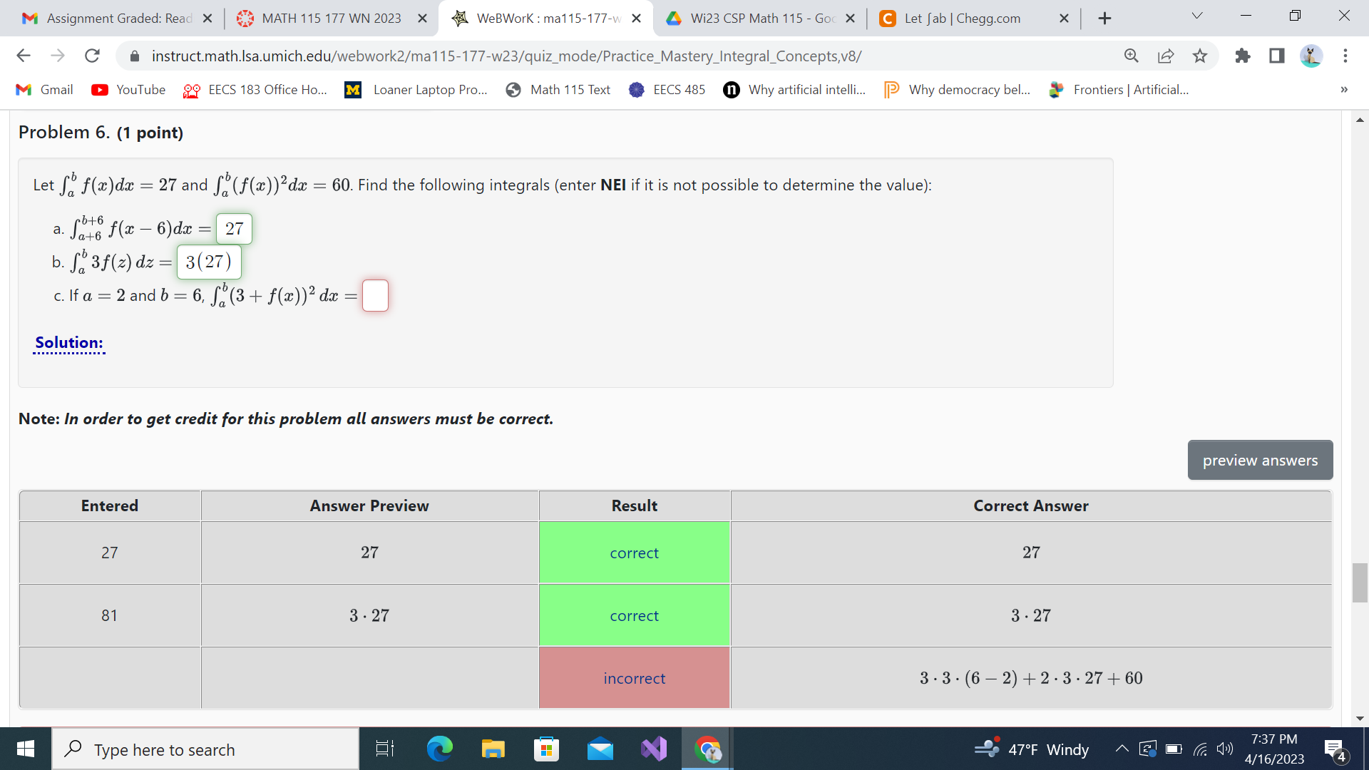  How do I get the correct answer in part c? Thank