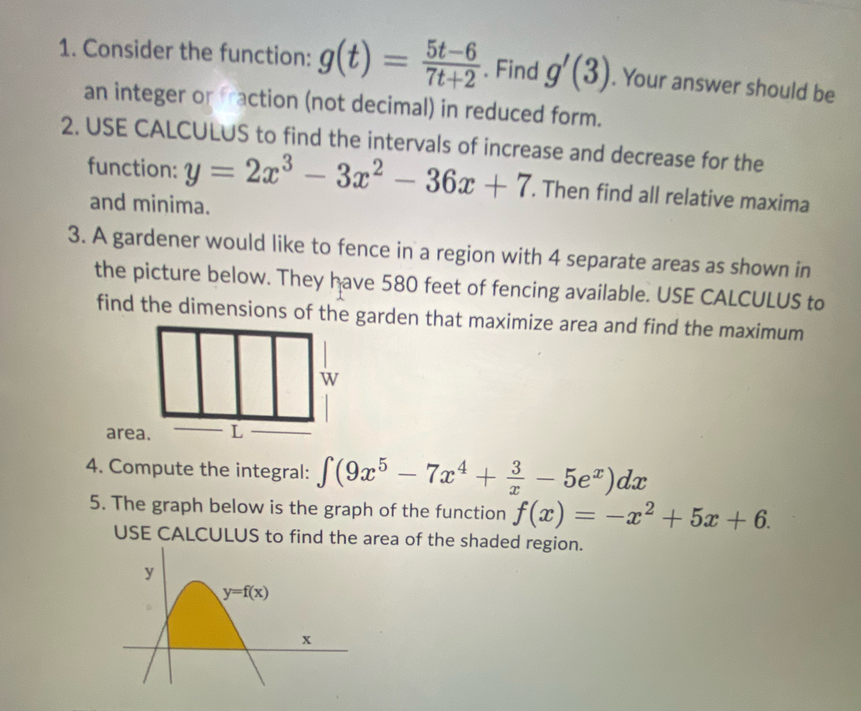 answer should be an integer or fraction (not decimal) in reduced form.