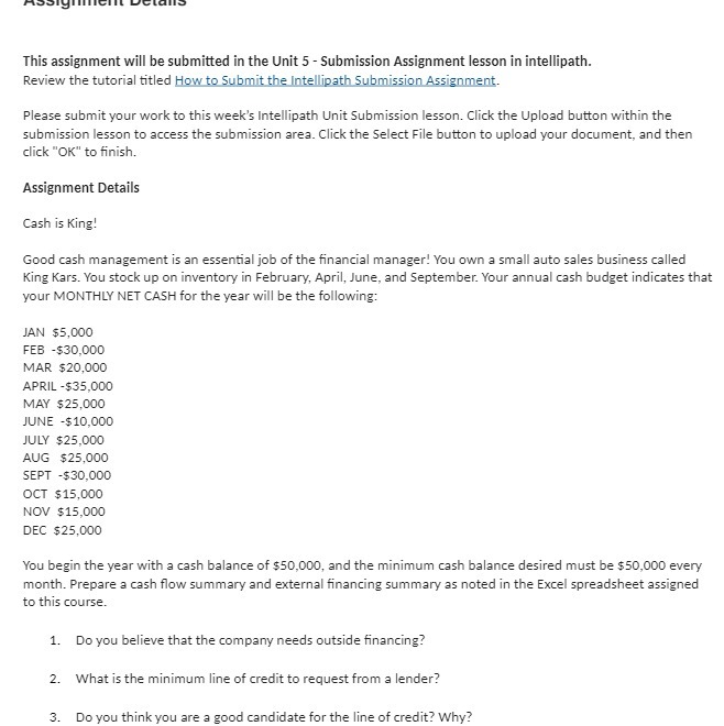 Assignment lesson in intellipath. Review the tutorial titled How to Submit the