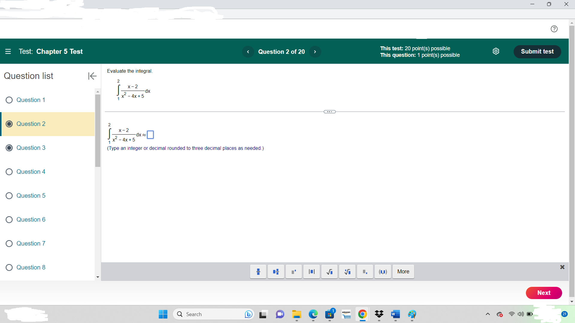 or decimal rounded to three decimal places as needed.) O Question 4