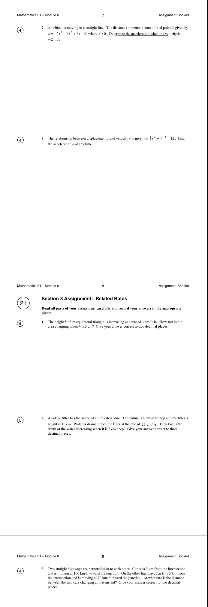  Mathematics 31 - Module 6 Assignment Booklet 4 2. An object