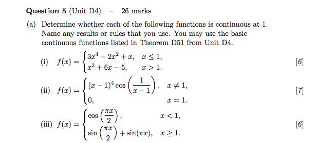 Question 5 (Unit D4) - 26 marks (a) Determine whether each